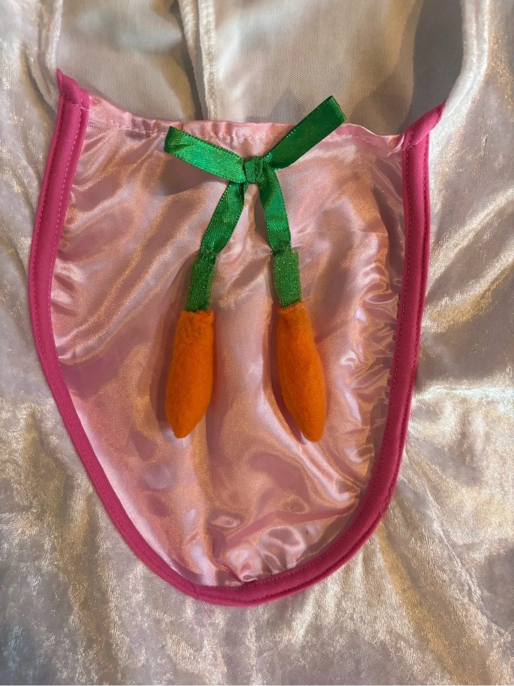 Pink & White Bunny Dress-Up Costume with Carrot Detail